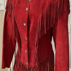 Elegant Red Fringe Women's Jacket
